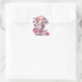 Vierkante Stickers. Skelet met bloemen. Roze kleur Sticker (Tas)