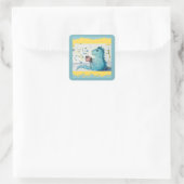 Vierkante Stickers van een dinosaurus die koffie D (Tas)