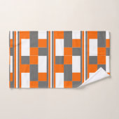 Vierkante strepen Oranje grijs wit geometrisch pat Bad Handdoek (Handdoek)