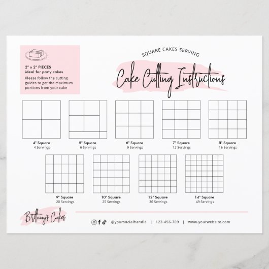 Vierkante taart snijden gidsen 2x2" partij porties (Voorkant)