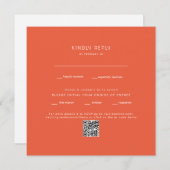Vierkante Tangerine Bruiloft QR Code RSVP (Voorkant / Achterkant)
