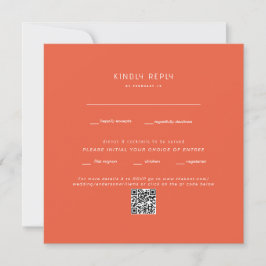 Vierkante Tangerine Bruiloft QR Code RSVP