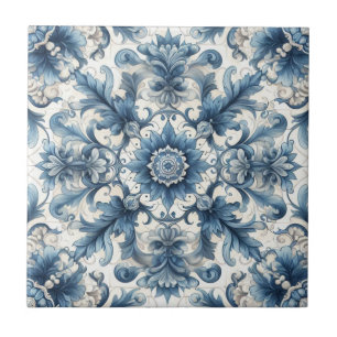 Vierkante tegel met vintage blauw en wit ontwerp tegeltje