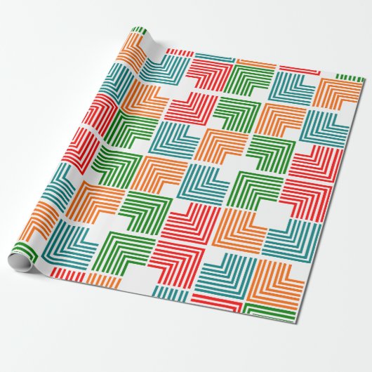 Vierkante threads cadeaupapier (Uitgerold)