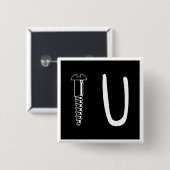 Vierkante U-bout knop Button 5,1 Cm (Voorkant /achterkant)