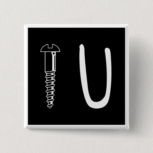 Vierkante U-bout knop Button 5,1 Cm (Voorkant)