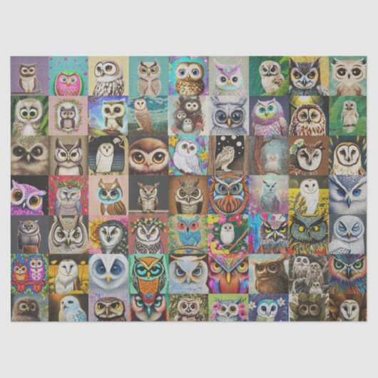 Vierkante uilen decoupage tissuepapier (Voorkant)