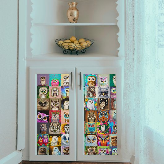 Vierkante uilen decoupage tissuepapier