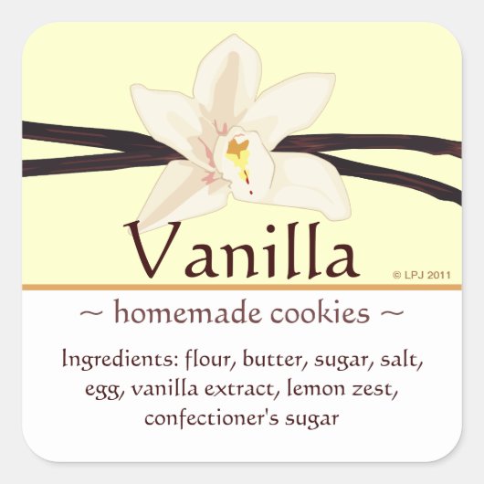  vierkante vanille Stickers (Voorkant)