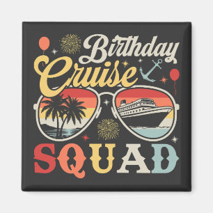 Vierkante verjaardagscruise-squad-groepsfamilie-ma magneet