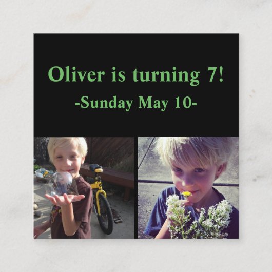 Vierkante verjaardagsuitnodigingen (verpakking van informatiekaartje (Voorkant)