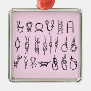 Vierkante versiering met knopen metalen ornament