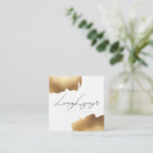 Vierkante visitekaartje | Minimalistisch goudpense (Staand voorkant)