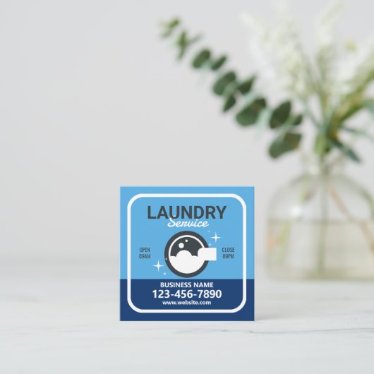 Vierkante Visitekaartje wasservice Qr-code (Staand voorkant)