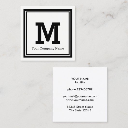 Vierkante visitekaartjes met aangepaste monogram l (Voorkant / Achterkant)