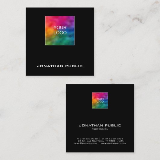 Vierkante Visitekaartjes Voeg toe uploadt uw Logo (Voorkant / Achterkant)