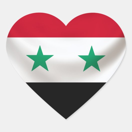 Vierkante vlag van Syrië, ceremonieel gedrapeerd Hart Sticker (Voorkant)