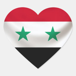 Vierkante vlag van Syrië, ceremonieel gedrapeerd Hart Sticker