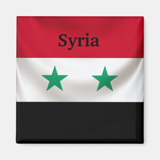Vierkante vlag van Syrië, ceremonieel gedrapeerd Magneet