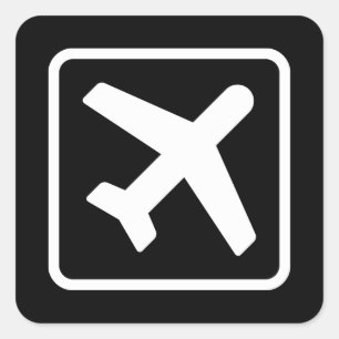 Vierkante vliegtuigpictogram luchtvaart stickers