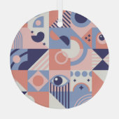 Vierkante vormen: Geometrisch Abstract Mozaïek Glas Ornament (Achterkant)