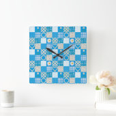 Vierkante wandklok: Daisy Chains, Faux Patchwork Klok (Huis)
