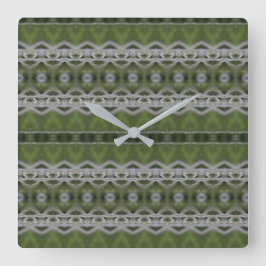 Vierkante wandklok in een MIx van Grijs en Groenen