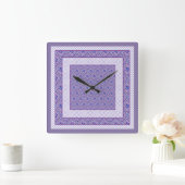 Vierkante wandklok, Mauve, Witte Ogees en Polka's Vierkante Klok (Huis)