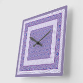 Vierkante wandklok, Mauve, Witte Ogees en Polka's Vierkante Klok (Hoek)