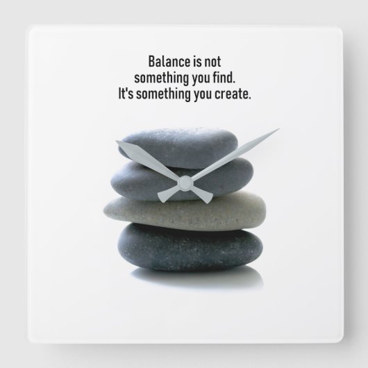 Vierkante wandklok met balans (Voorkant)