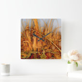 Vierkante wandklok met gouden reflecties (Huis)