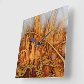 Vierkante wandklok met gouden reflecties (Hoek)