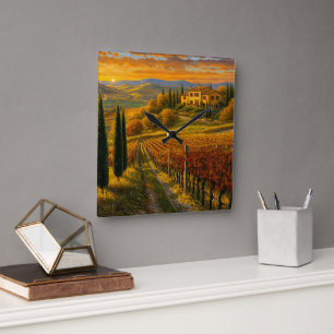 Vierkante wandklok met Italiaanse charme