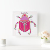 Vierkante wandklok met kleurrijke keverkunst (Huis)