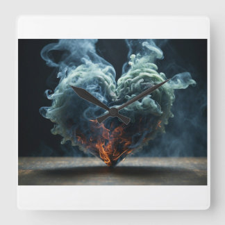 Vierkante wandklok met liefde