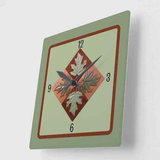 Vierkante wandklok met Maple Leaves (Hoek)