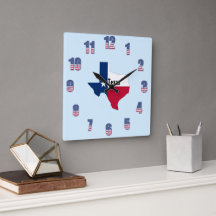 Vierkante wandklok met Texas trots