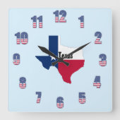 Vierkante wandklok met Texas trots (Voorkant)
