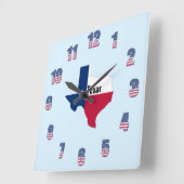 Vierkante wandklok met Texas trots (Hoek)