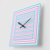 Vierkante wandklok, roze, mauve, turquoise chevron klok (Hoek)