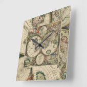 Vierkante wandklok/Wereldkaart Klok (Hoek)