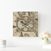 Vierkante wandklok/Wereldkaart Vierkante Klok (Huis)