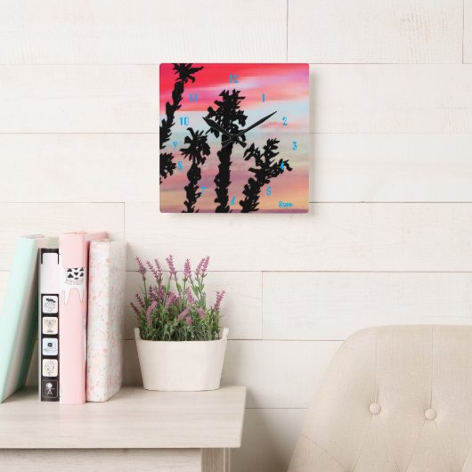 Vierkante wandklok : Zonsondergang (Leeskamer)