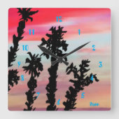 Vierkante wandklok : Zonsondergang (Voorkant)