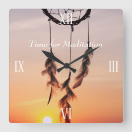 Vierkante Wandklok Zonsondergang Roze Zon Dreamcat