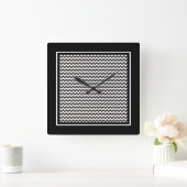 Vierkante wandklok, zwart-witte Chevrons Klok (Huis)