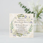 Vierkante Waterverf Bloem Wreath College Graduatie Kaart (Staand voorkant)