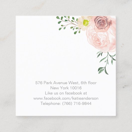  Vierkante Waterverf Floral Visitekaartjes (Achterkant)