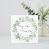 Vierkante Waterverf groen bruiloft uitnodiging (Staand voorkant)