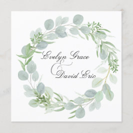 Vierkante Waterverf groen bruiloft uitnodiging